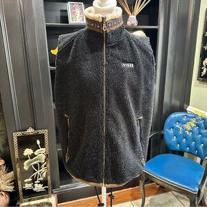Vintage Black Vail Colorado Embroidered Sherpa Vest Size Small